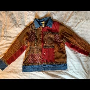 Retro denim patchwork jacket